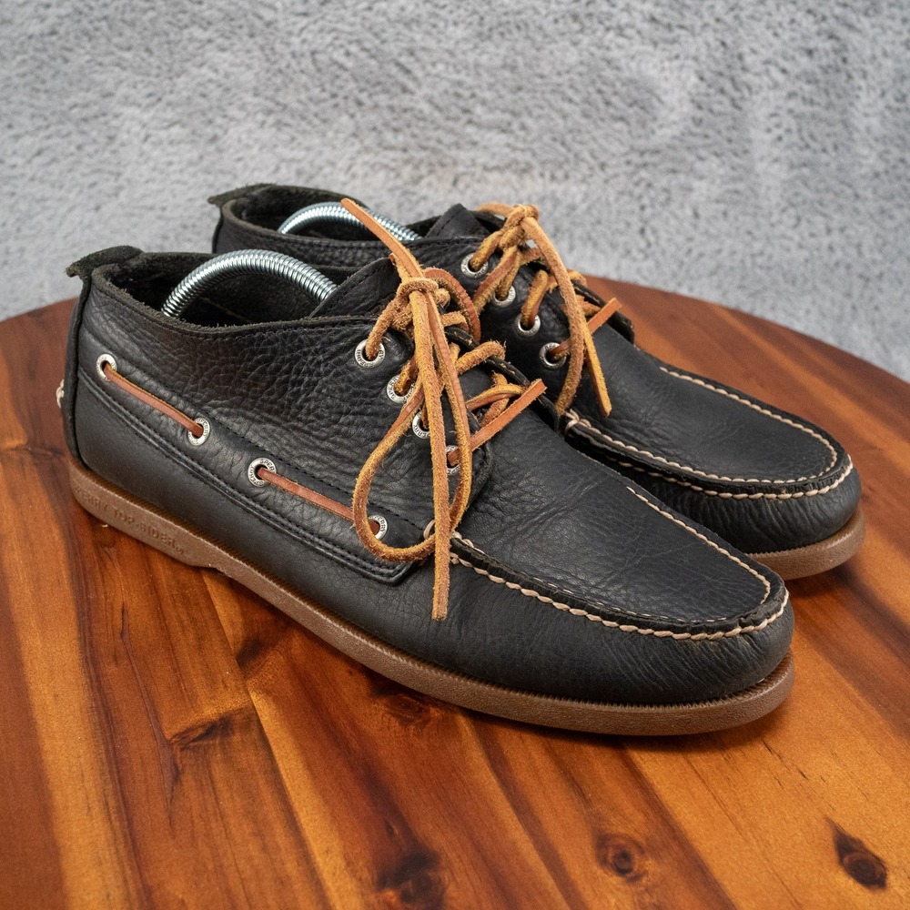 SPERRY Top Sider A/O Chukka Boot Men 10 M Black Pebble Leather Ankle Boat Shoes